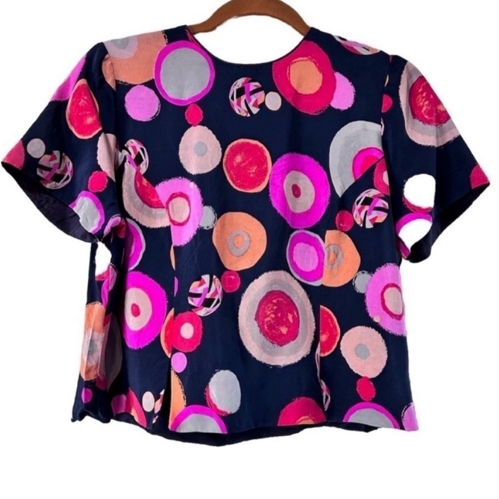 Vintage Nora Martin silk retro short sleeve cropped shirt